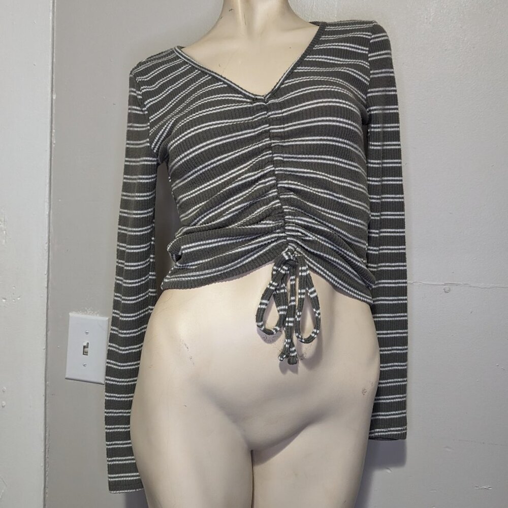 Rue21 Soft Striped Sweater with Ruched Front M GUC